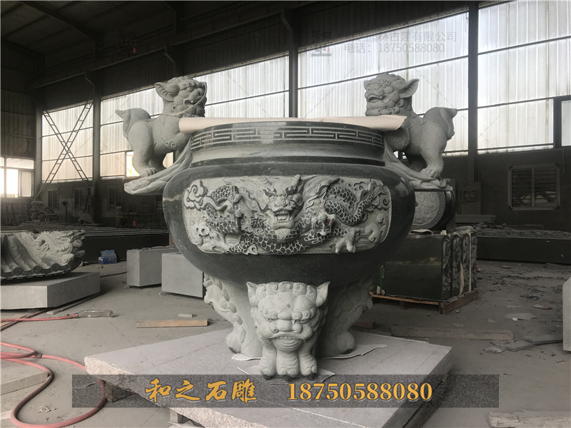圓形雕龍香爐