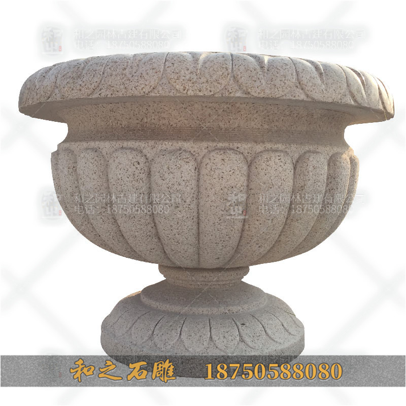 石雕花缽